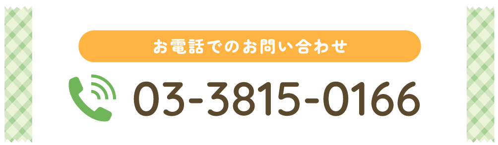 お電話でのお問い合わせ 03-3815-0166